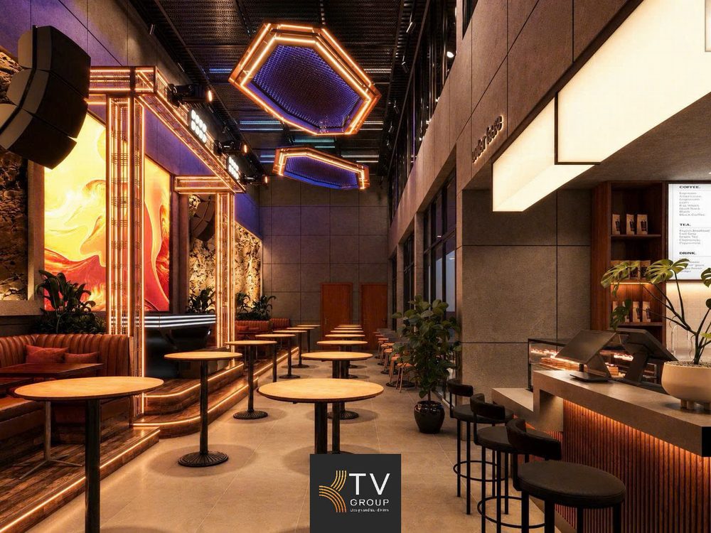 Thiết Kế DJ Lounge Coffee phong cách Industrial hiện đại với quầy bar mở ấn tượng