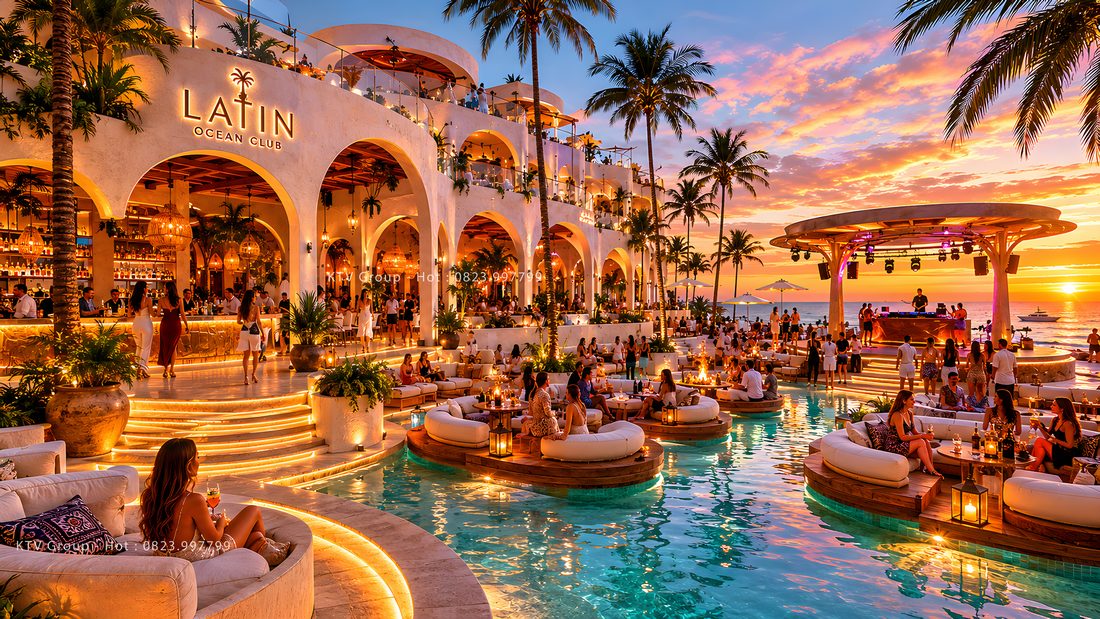 Thiết kế Club bãi biển cao cấp với không gian mở hướng biển và khu Lounge nghỉ dưỡng sang trọng 