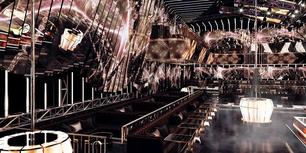Thiết kế nội thất Nightclub cao cấp tạo điểm nhấn bằng hiệu ứng ánh sáng đa tầng. 