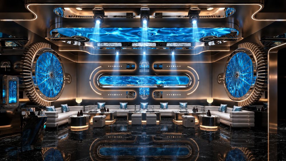 Phòng Karaoke VIP cao cấp với vật liệu kim loại và đá bóng Mẫu thiết kế Karaoke Futuristic 2026 đẳng cấp và hiện đại