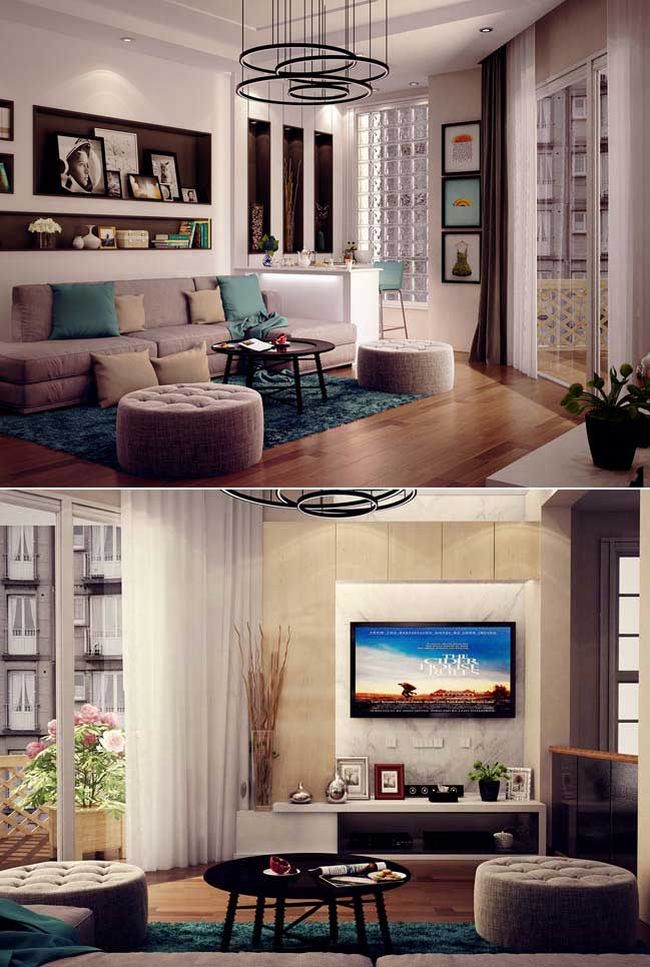Ý tưởng thiết kế phòng khách đẹp dành cho căn hộ chung cư 16