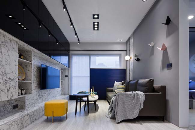 Thiết kế nội thất căn hộ màu xám với điểm nhấn nổi bật 4