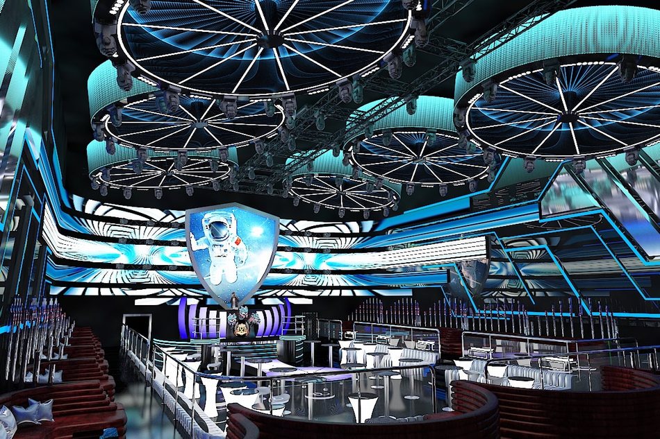 Thiết kế Bar Club Futuristic Space với sân khấu LED trung tâm