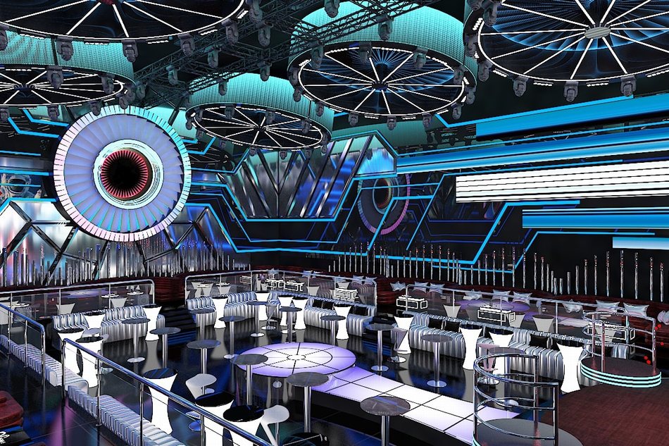 Thi công Nightclub LED trần vòng xoay công nghệ cao