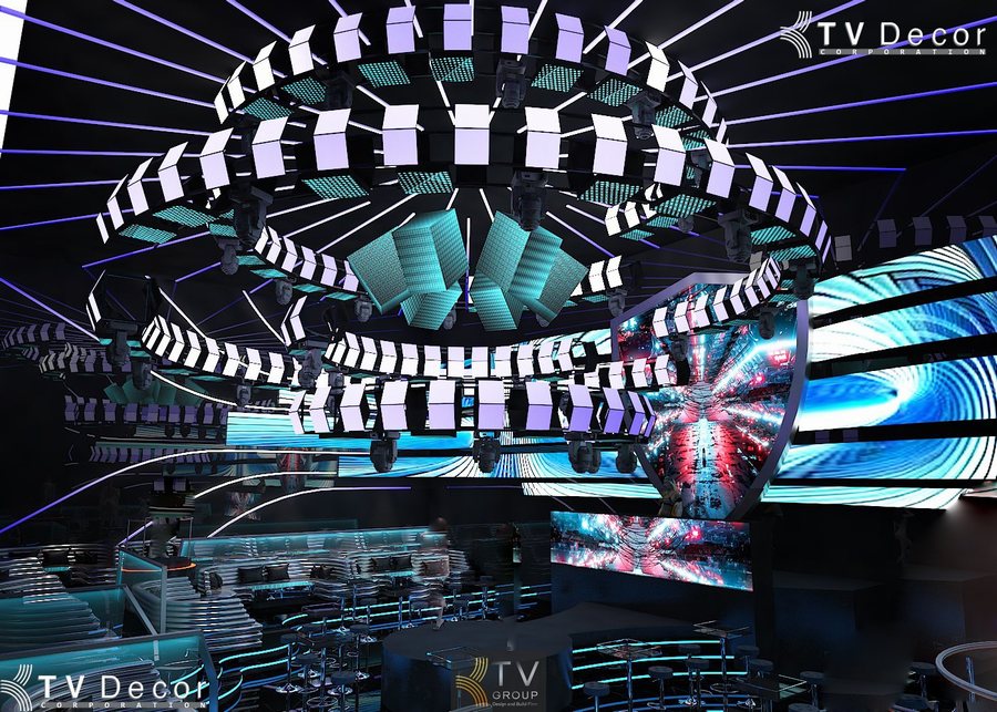 Thi công Nightclub hiện đại sử dụng hệ thống ánh sáng Moving Head chuyên nghiệp 