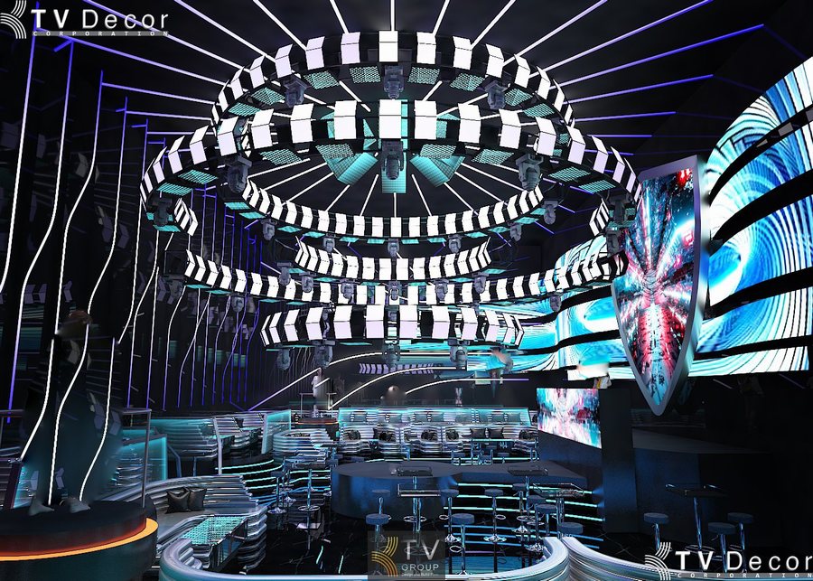 Thiết kế DJ Booth hiện đại trong Bar Club phong cách Cyber Future 