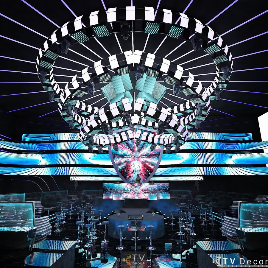 Mẫu thiết kế Nightclub cao cấp với hệ LED lập trình DMX hiện đại 