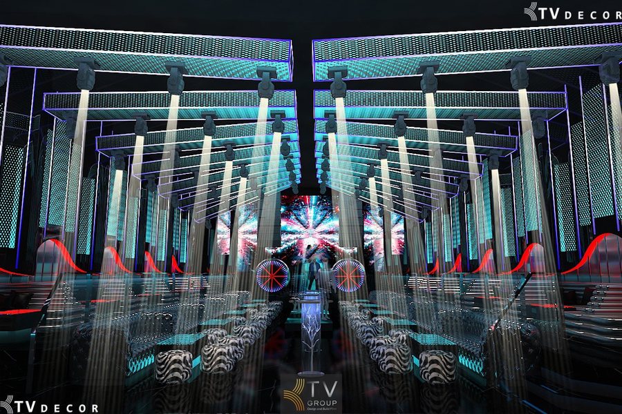 Không gian Lounge Bar Luxury Biên Hòa sử dụng hệ thống LED Mapping và ánh sáng DMX. 