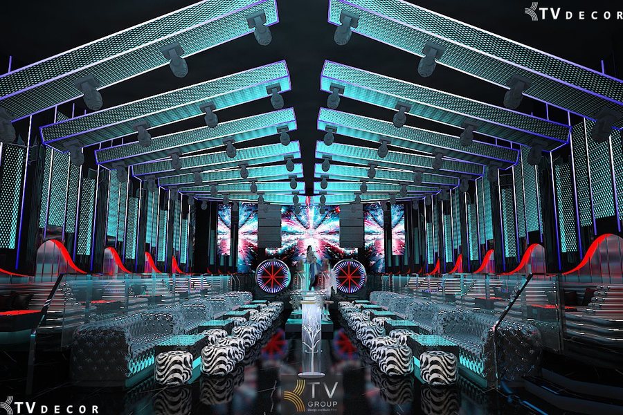 Không gian Lounge Bar Futuristic kết hợp LED và nội thất Luxury độc đáo. 
