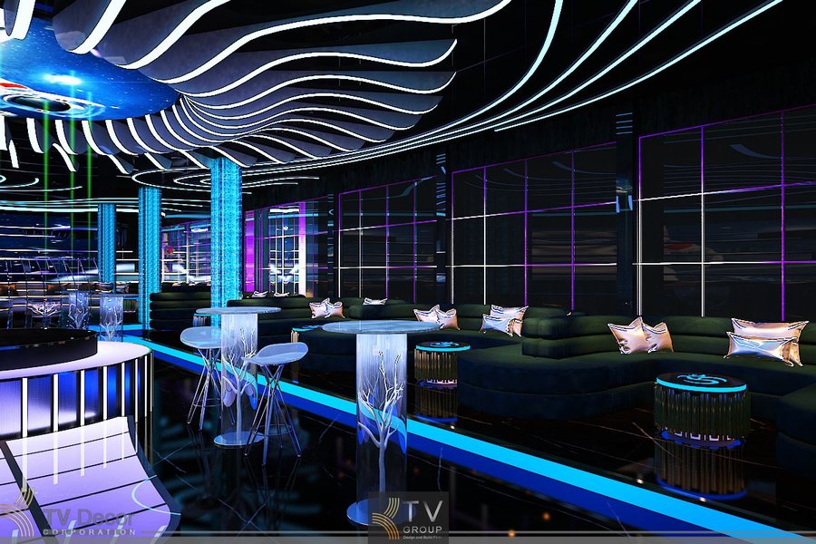 Không gian VIP Lounge hiện đại với sofa cong sang trọng. 