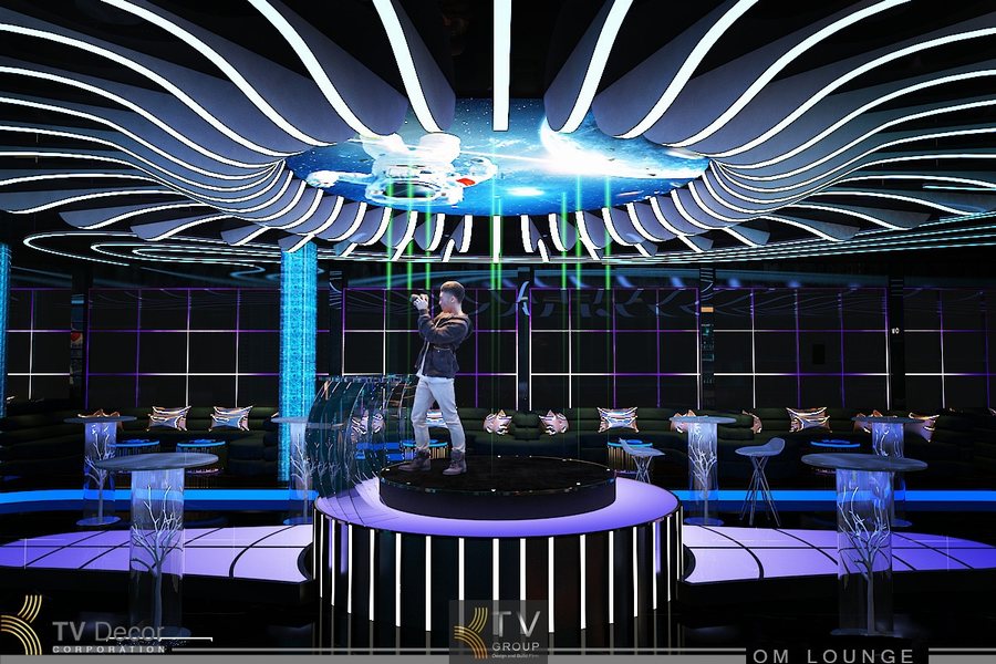 Thiết kế mặt tiền Bar Lounge Vũng Tàu nổi bật hệ LED nhận diện thương hiệu. 
