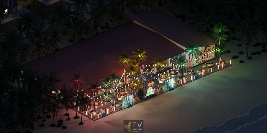Thiết kế Beach Club Bar Lounge view biển phong cách Tropical Luxury. 1
