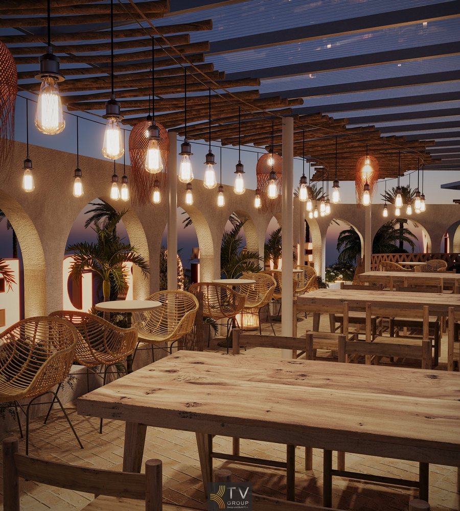 Nội thất Nhà hàng Beer Garden sử dụng vật liệu gỗ tự nhiên