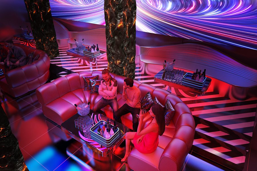 Mẫu Lounge Bar hiện đại tập trung vào trải nghiệm khách hàng với ánh sáng sân khấu chuyên nghiệp và bố trí nội thất khoa học.  Thi công nội thất Lounge Bar cao cấp với hệ LED mapping trần, quầy DJ cong và không gian ngồi lounge sang trọng.  Thiết kế Lounge Bar phù hợp mô hình giải trí đêm tại thành phố lớn, tối ưu thẩm mỹ và hiệu quả kinh doanh. 
