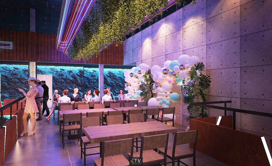 Ánh sáng trong Beer Garden được lập trình theo nhạc và theo từng khung giờ hoạt động. Ban ngày ưu tiên ánh sáng nhẹ, tạo cảm giác thư giãn; ban đêm chuyển sang ánh sáng động, màu sắc mạnh để tăng không khí lễ hội. Sự kết hợp giữa đèn trang trí, đèn sân khấu và ánh sáng điểm giúp không gian linh hoạt, dễ thích ứng với nhiều hình thức sự kiện. 