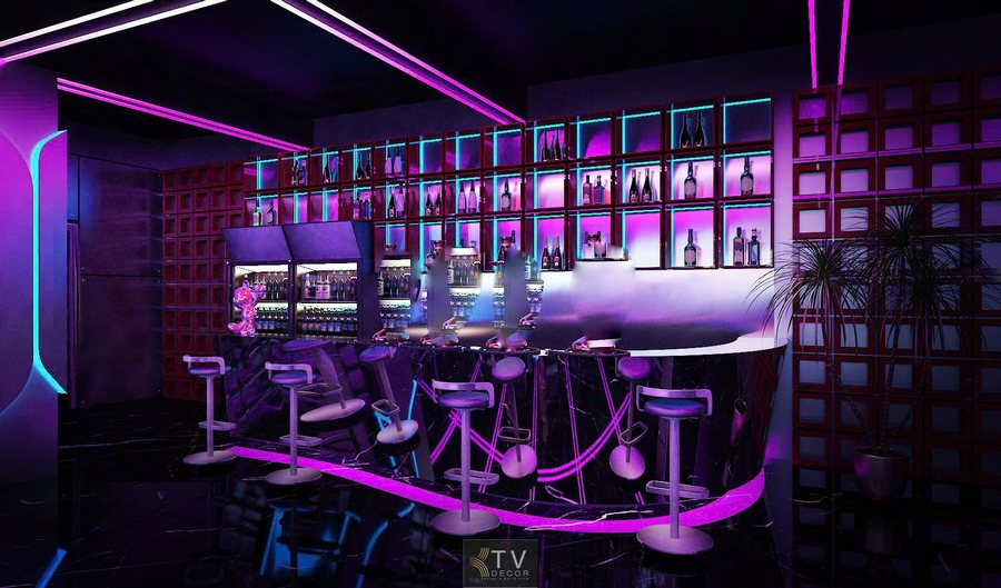 Mô hình Lounge Bar hiện đại ứng dụng công nghệ LED và ánh sáng động, dễ thay đổi concept theo nhạc, sự kiện hoặc chiến dịch kinh doanh. 