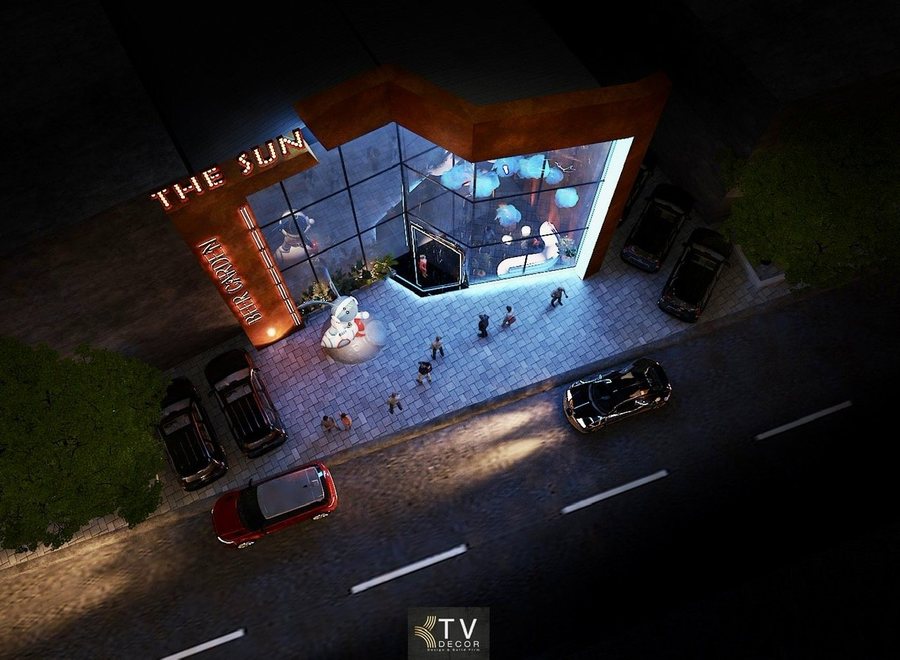 Công trình Beer Food Garden nổi bật với kiến trúc kính cao tầng, đường nét góc cạnh hiện đại và hệ thống chiếu sáng đồng bộ. Thiết kế tạo hiệu ứng thị giác mạnh, dễ nhận diện trên trục đường chính. Mặt tiền không chỉ đóng vai trò thẩm mỹ mà còn là công cụ marketing hiệu quả, góp phần tăng lượng khách ghé thăm mỗi ngày. 