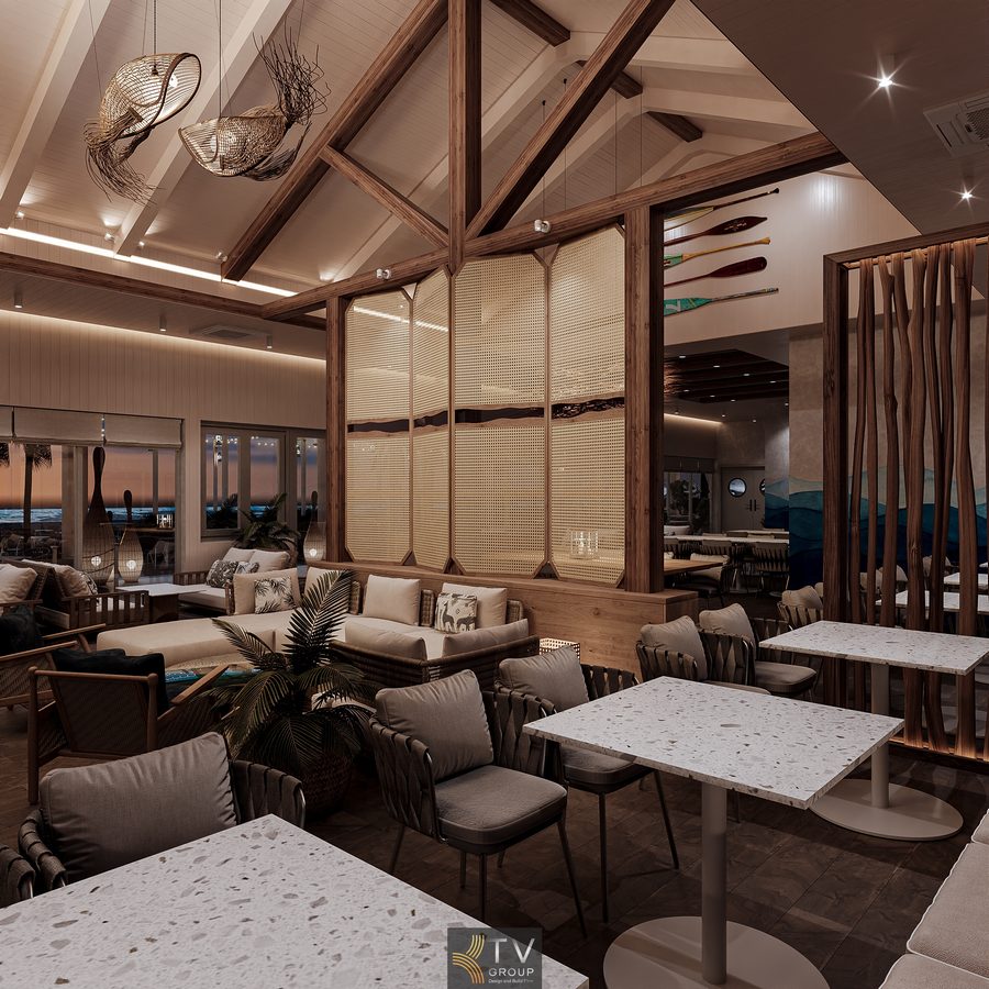 Thiết kế nhà hàng sát biển phong cách Beach Restaurant mang lại giá trị kinh doanh bền vững nhờ khả năng thu hút khách tự nhiên từ cảnh quan biển. 