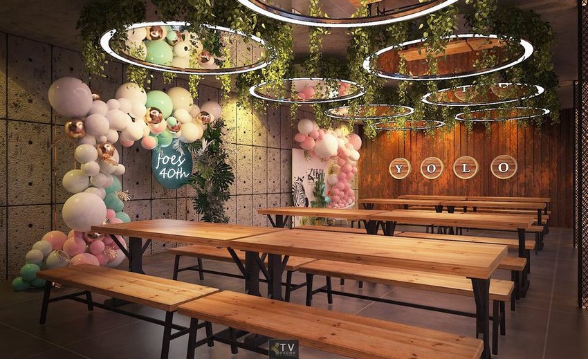 Thiết kế thi công khu tiệc riêng Beer Food Garden – Phong cách hiện đại kết hợp không gian xanh tại KTV DECOR