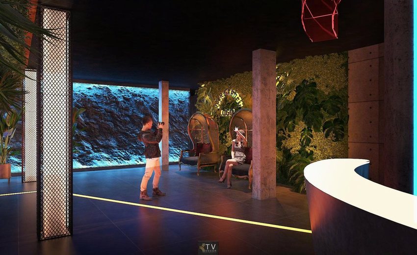 Góc chill ngoài trời nhà hàng Beer Food Garden về đêm