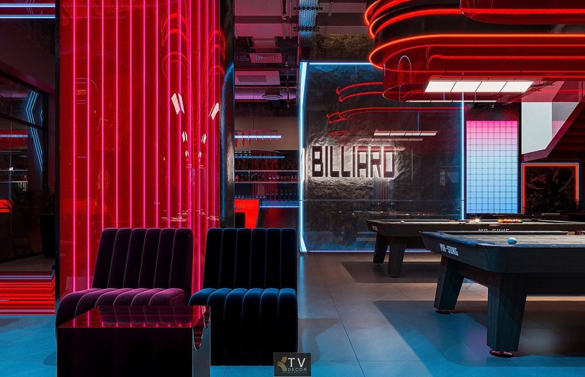 Thi công bida club 1000m² chuyên nghiệp bởi KTV DECOR Hệ thống bàn bida cao cấp thiết kế đồng bộ