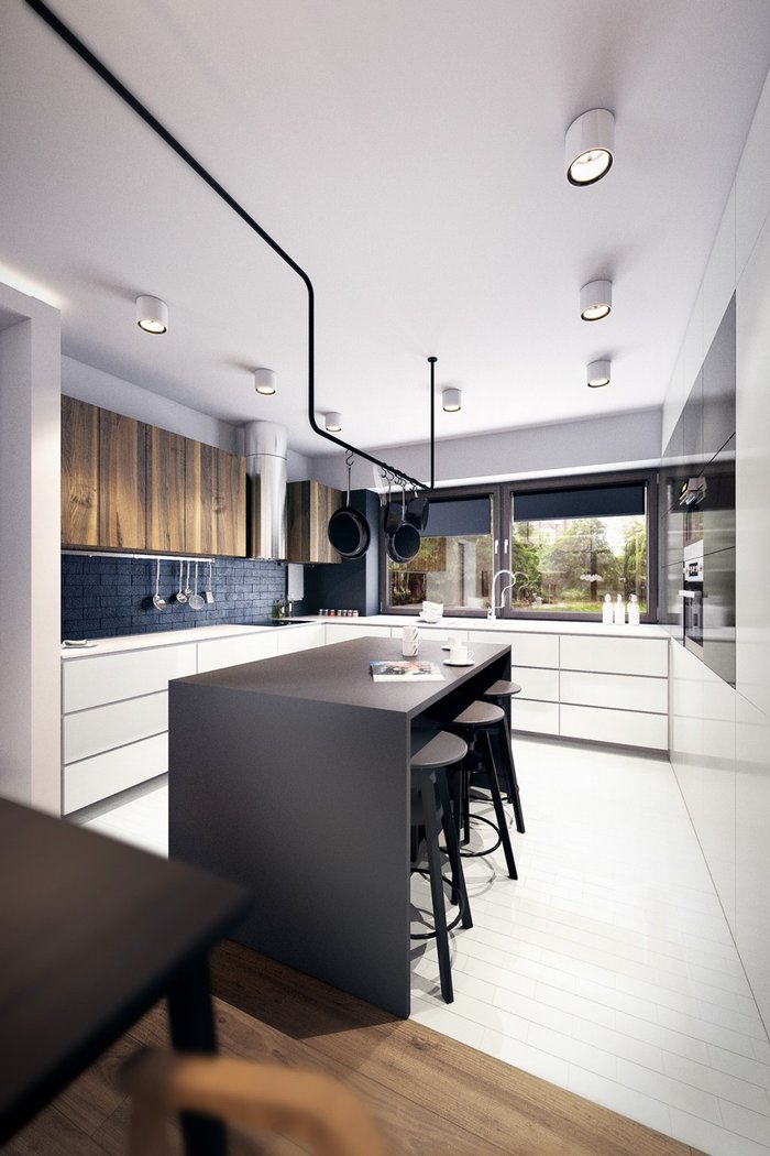 Thiết kế nội thất bếp với tông đen trắng gỗ 7