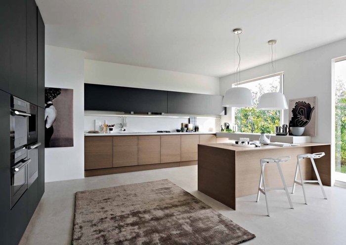 Thiết kế nội thất bếp với tông đen trắng gỗ 18