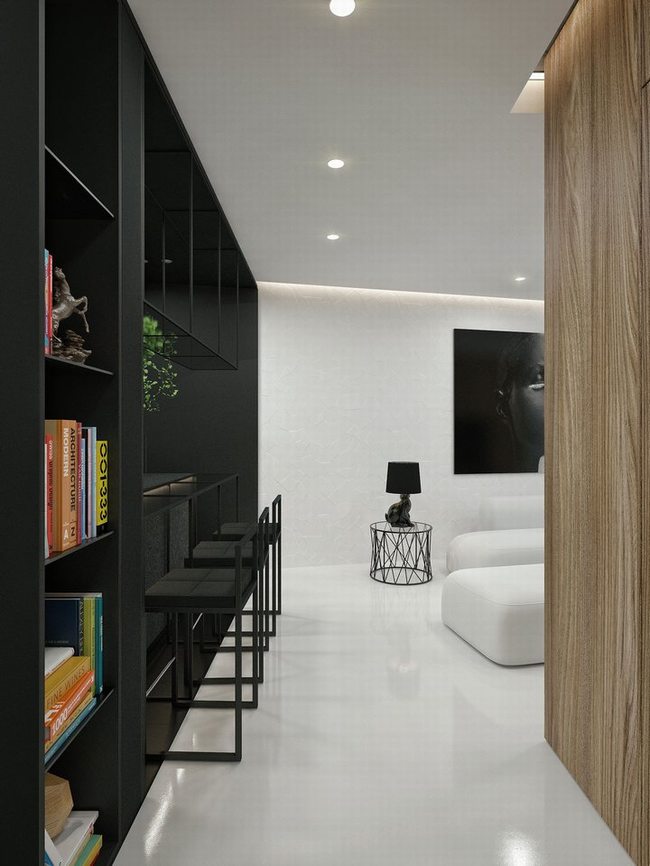 Ý tưởng thiết kế cho căn hộ xinh xắn với tông màu trắng đen 4