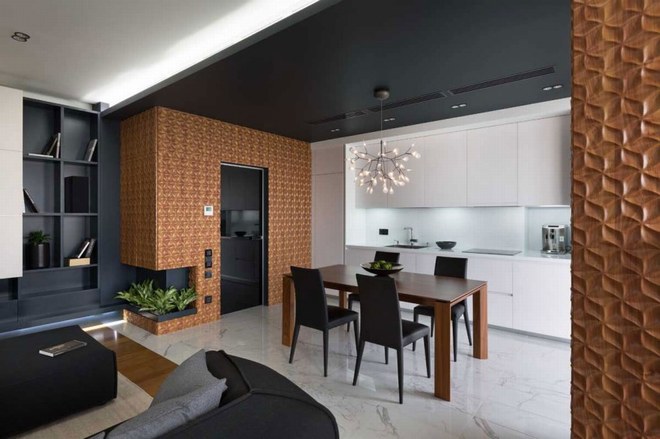 Thiết kế nội thất căn hộ chung cư đẹp với tông màu đậm 4