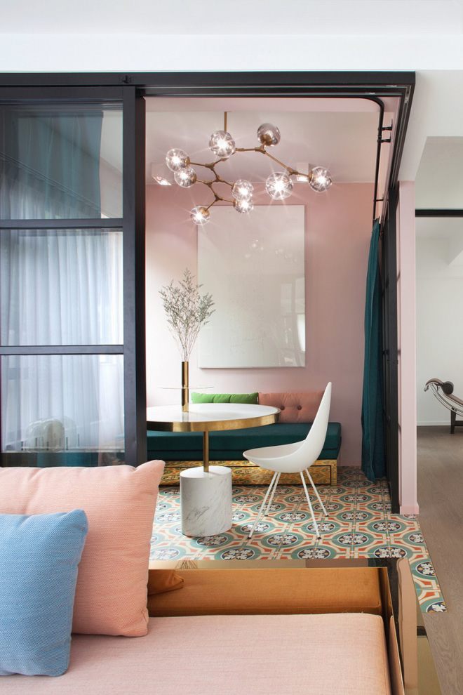 Thiết kế nội thất chung cư với tông màu hồng pastel đẹp dịu dàng và tinh tế 2