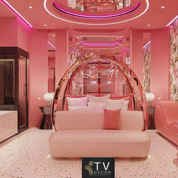 Thiết Kế Phòng Khách Sạn Tone Hồng Pastel Hiện Đại