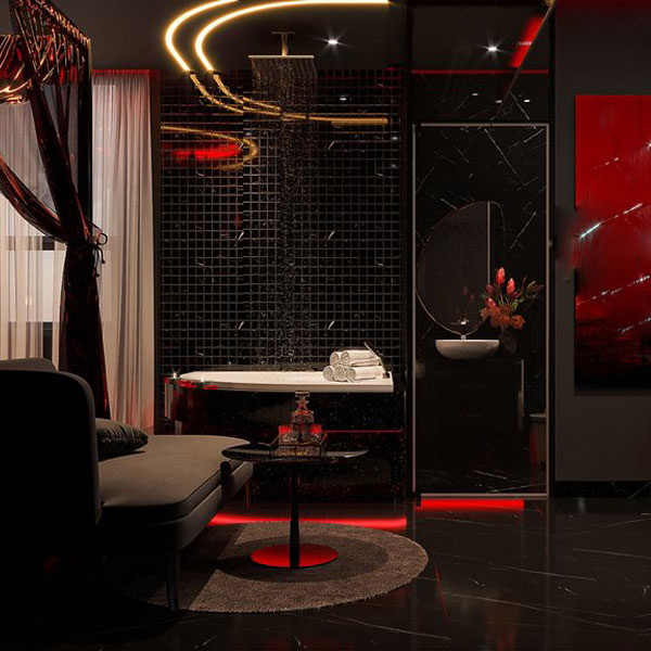 Thiết kế khách sạn chủ đề tình yêu phong cách Dark Luxury