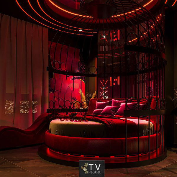 Thiết kế phòng khách sạn chủ đề tình yêu phong cách hiện đại