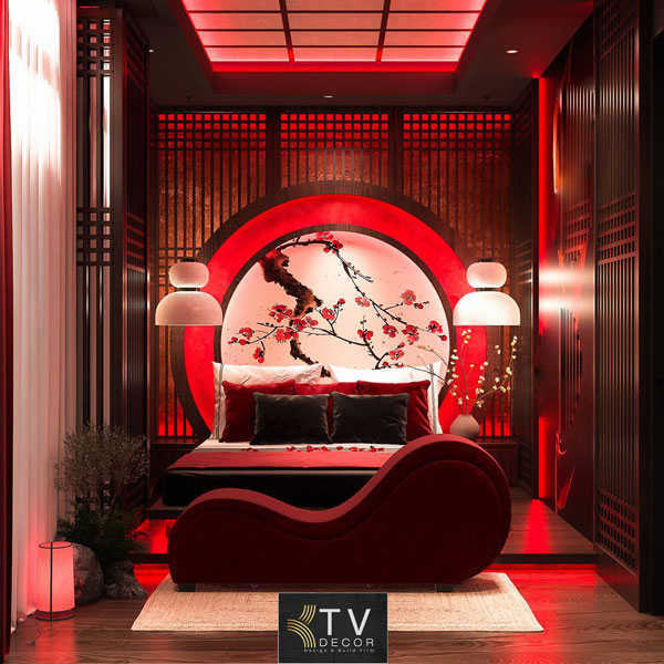 Thiết kế phòng khách sạn chủ đề tình yêu phong cách Nhật Bản