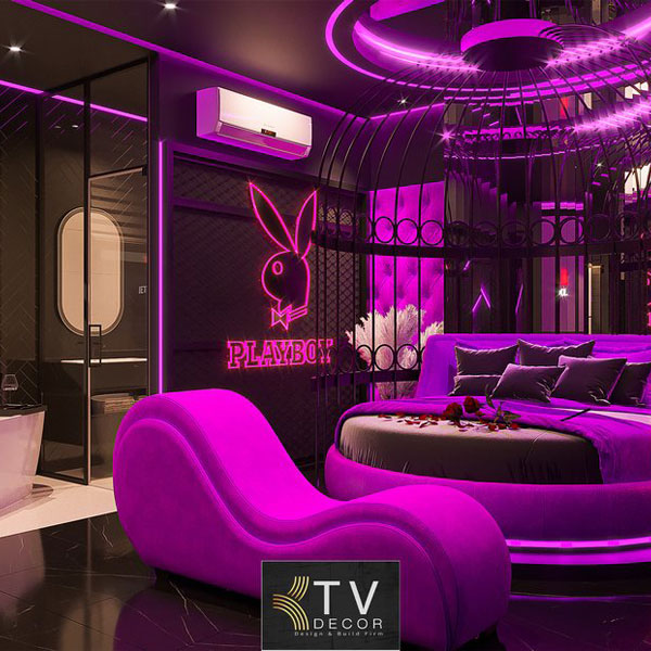 Thiết kế khách sạn chủ đề tình yêu phong cách Neon Glam đậm chất điện ảnh