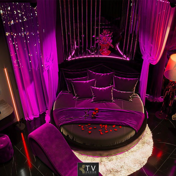 Thiết kế phòng khách sạn chủ đề tình yêu phong cách Lãng mạn Hiện đại