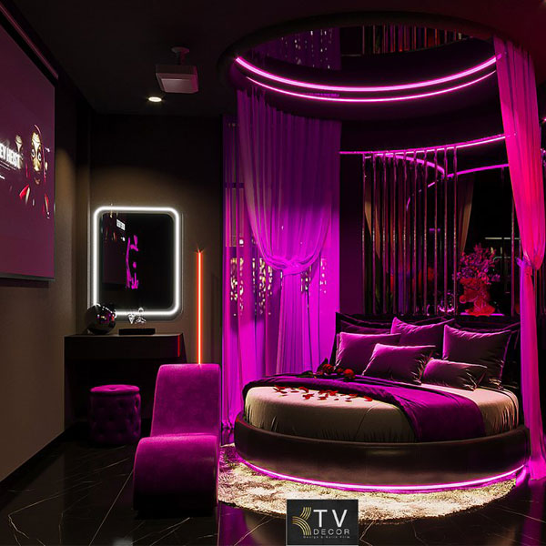 Thiết kế nội thất phòng khách sạn chủ đề tình yêu Lãng mạn Hiện đại