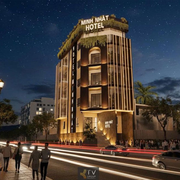 Thiết Kế Mặt Tiền Khách Sạn Minh Nhật Phong Cách Nghệ Thuật