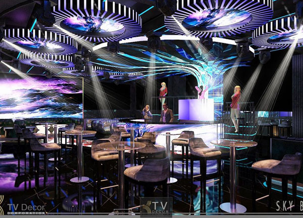 Dự án thiết kế Sky Bar hiện đại phong cách ánh sáng 3D