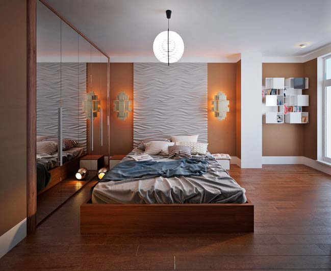 Thiết kế căn hộ,chung cư 1 phòng ngủ,với tông màu nâu ấm áp, phong cách tối giản, làm căn hộ đẹp, nội thất đẹp