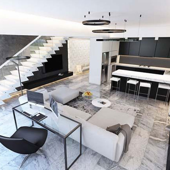 Ý tưởng thiết kế căn hộ duplex penthouse với thiết kế hiện đại sang trọng
