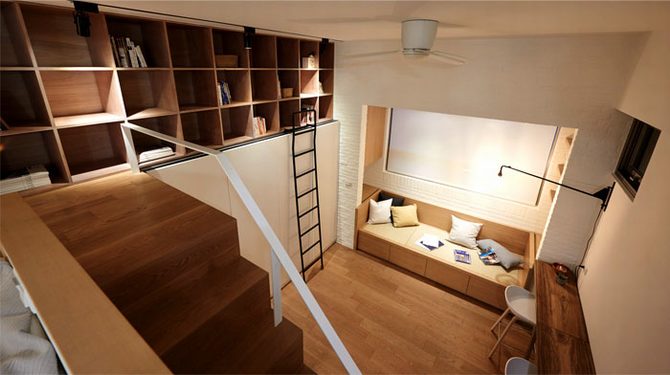 Nội thất tuyệt vời của căn hộ 22 m2 ở Đài Loan