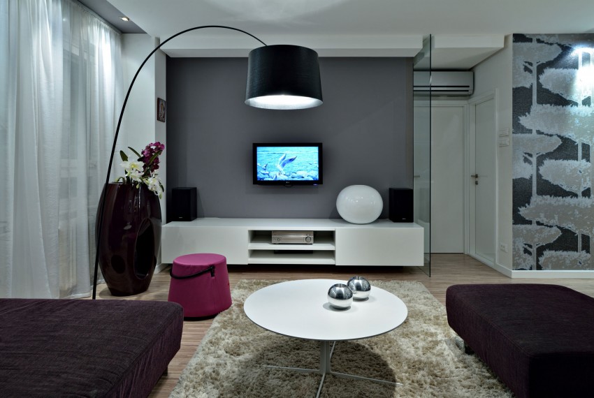 Thiết kế nội thất chung cư với tông màu tím chủ đạo