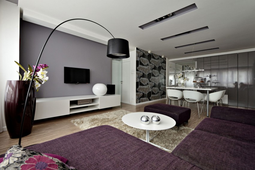 Thiết kế nội thất chung cư với tông màu tím chủ đạo