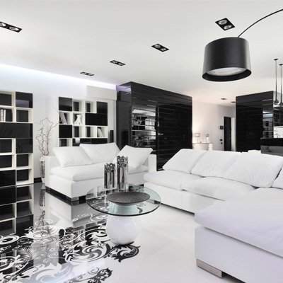 Thiết kế nội thất căn hộ tinh tế với 99% tông màu trắng đen