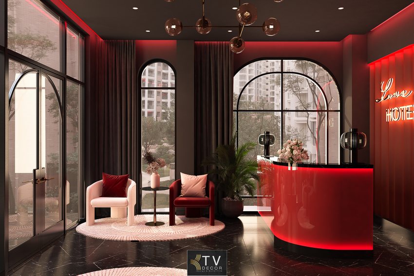 Thiết kế thi công sảnh khách sạn - Love Hotel